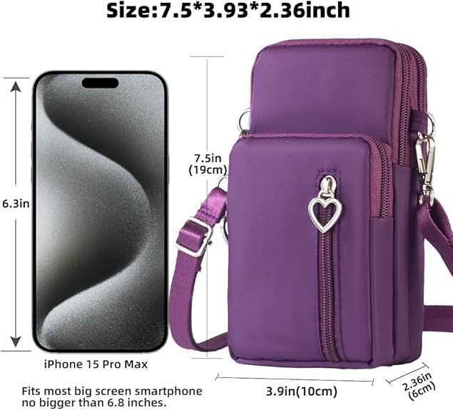 Mini Mobile Phone Pouch Purses with Crossbody Strap and Wallet
