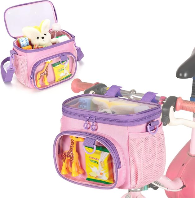 Custom Handlebar Bag for Children, Cute Bicycle Basket, Balance Bike Bag, Suitable for Most Handlebars, Tricycles, Scooter Bag with Shoulder Strap