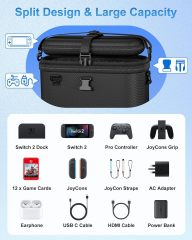 All-in-One Carrying Case for Nintendo Switch 2, Dual-Layer Hard Shell Travel Bag for Console, Dock, Controllers & Accessories