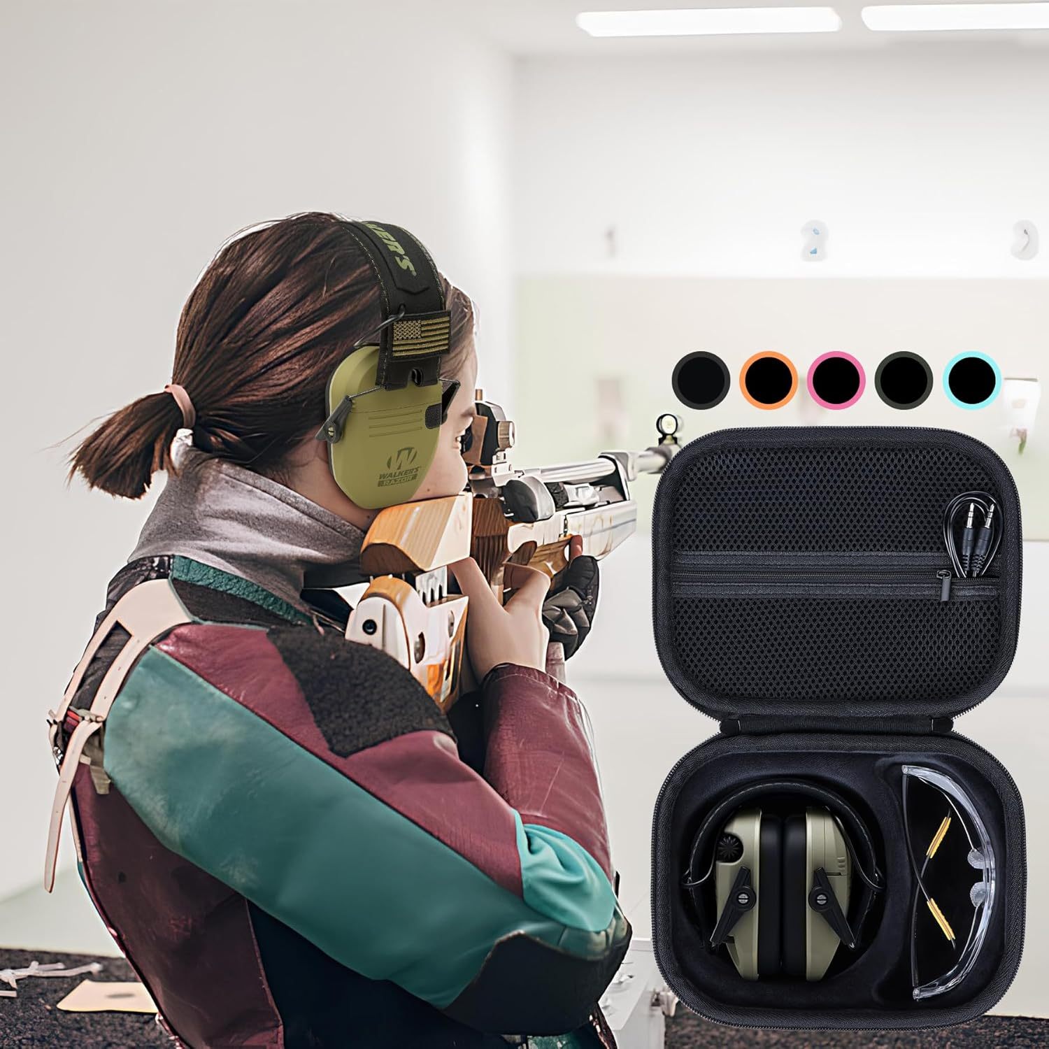 Storage Case Compatible with Walkers Razor Slim/Howard Leight Honeywell Impact Sport/PROHEAR 066 030 Electronic Shooting Earmuffs Hearing Protection Muffs