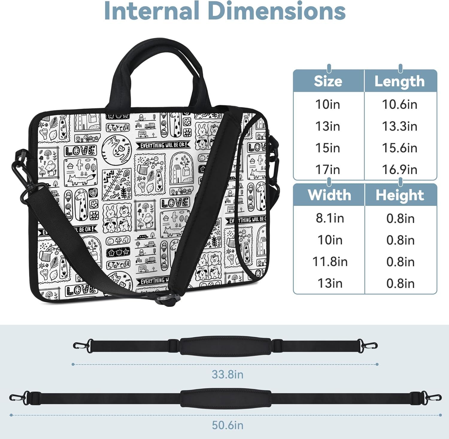 Custom Messenger Bag Carrying Case with Handle Accessory Pocket fits 7 to 10-Inch Laptops/ Notebook/ Kids Tablet