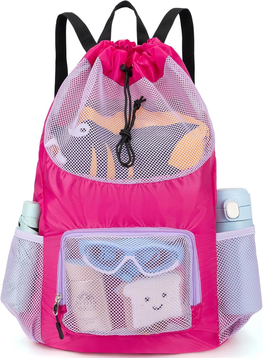 Swim Bag for Kids Mesh Beach Backpack for Boys/ Lightweight Drawstring Beach Bag Swimming Pool/ Sports Gym String Bag