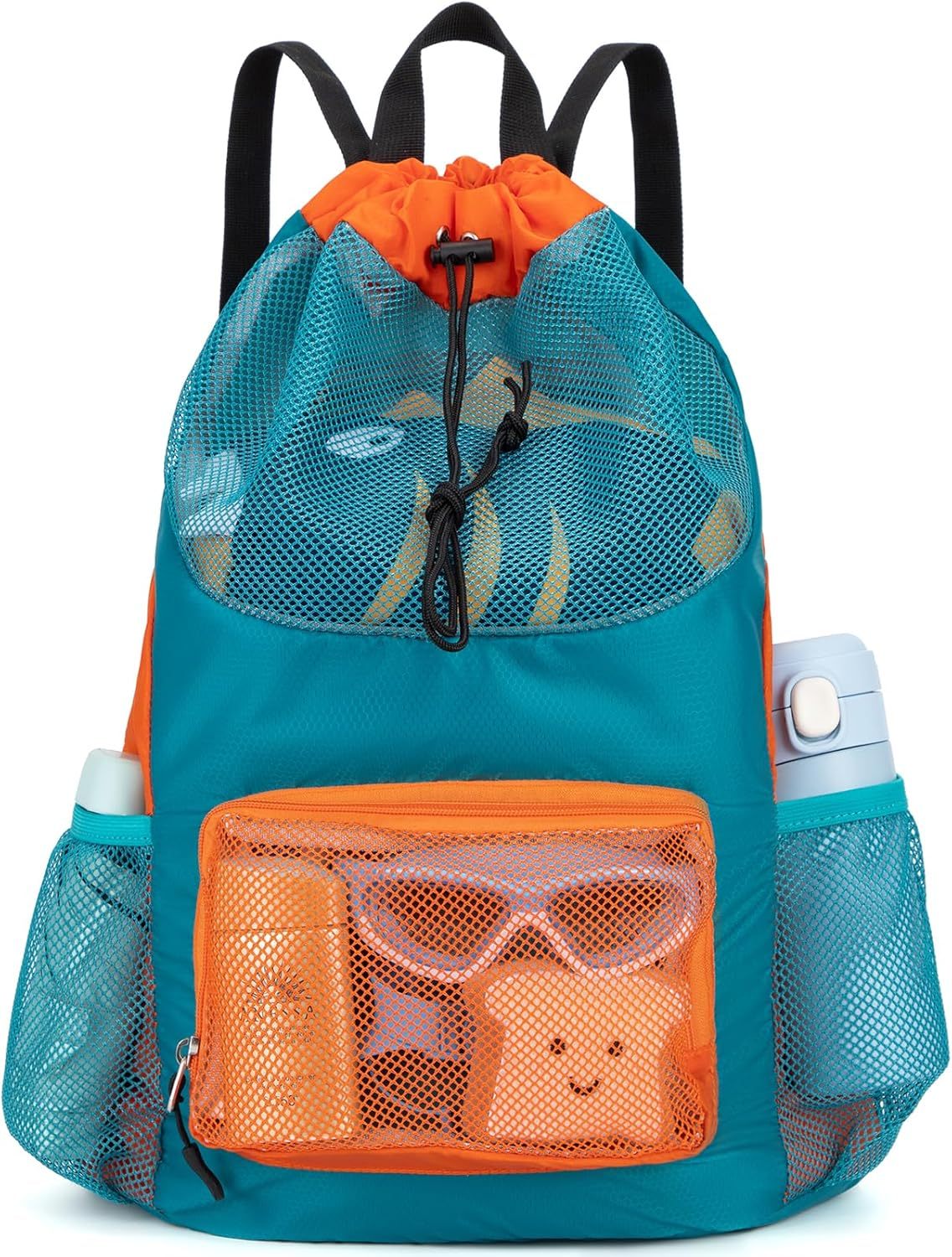 Swim Bag for Kids Mesh Beach Backpack for Boys/ Lightweight Drawstring Beach Bag Swimming Pool/ Sports Gym String Bag