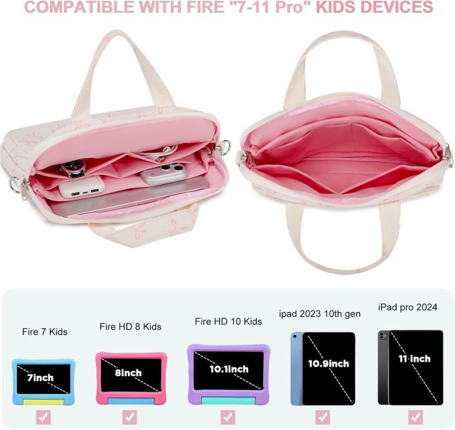 Kids Tablet Carrying Sleeve - 12.5 Inch Protective Bag with Shoulder Strap