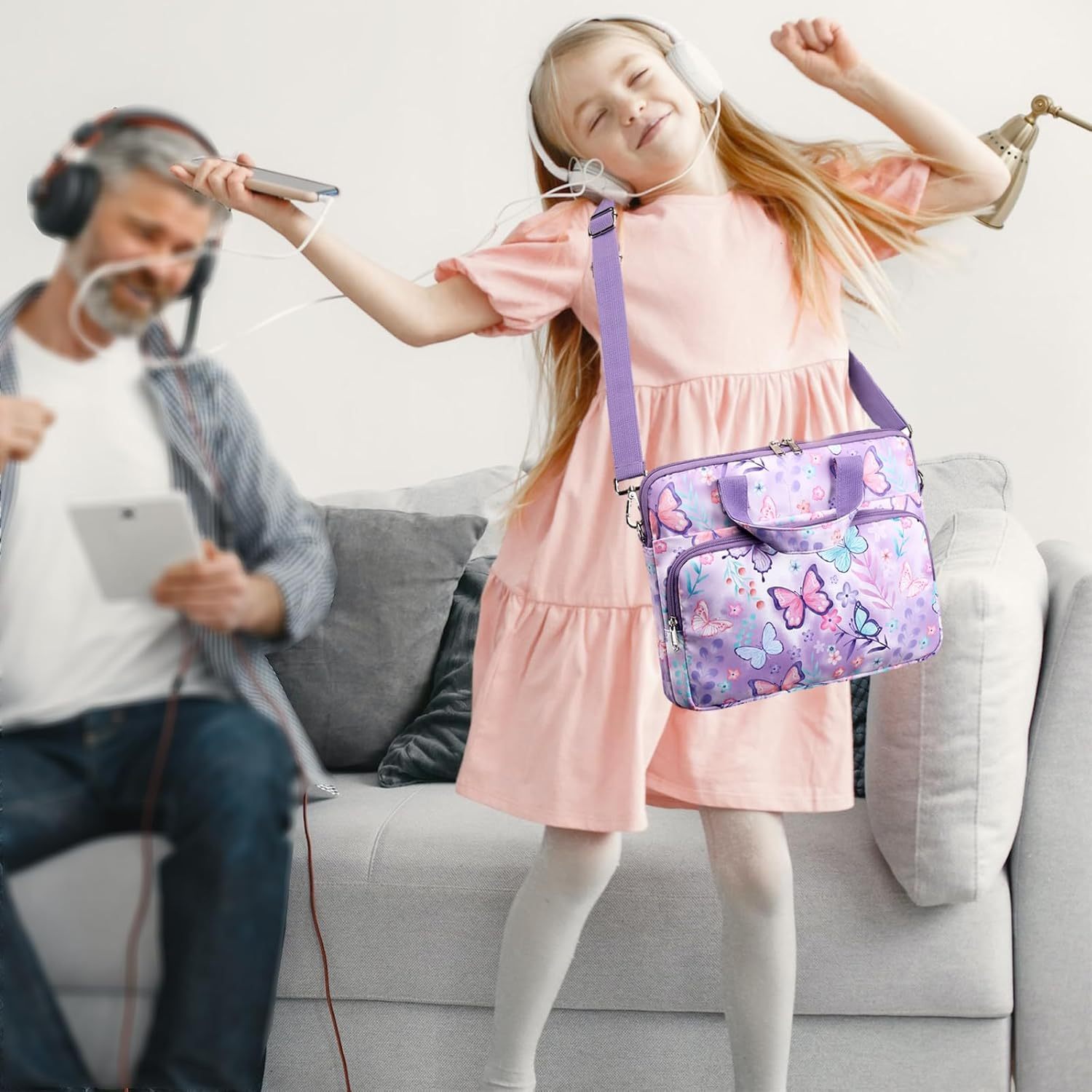 Kids Tablet Carrying Sleeve - 12.5 Inch Protective Bag with Shoulder Strap
