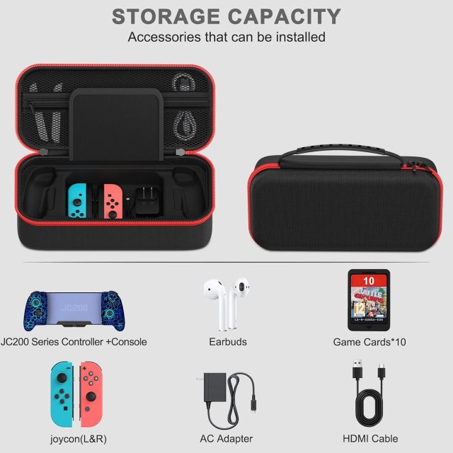 Customized Travel Case for Nintendo Switch Controller, Protective Hard Shell Case Large Capacity Holds Switch Controller, Switch Console, AC Adapter, Headset and 10 Game Cards for Cases & Storage