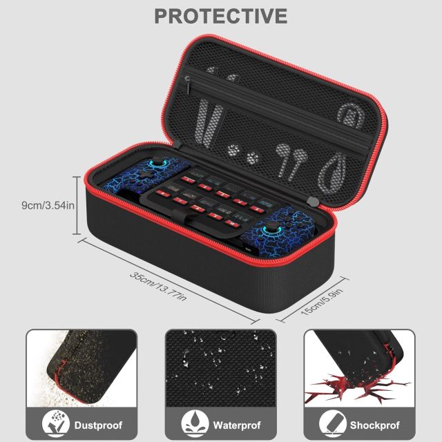 Customized Travel Case for Nintendo Switch Controller, Protective Hard Shell Case Large Capacity Holds Switch Controller, Switch Console, AC Adapter, Headset and 10 Game Cards for Cases & Storage