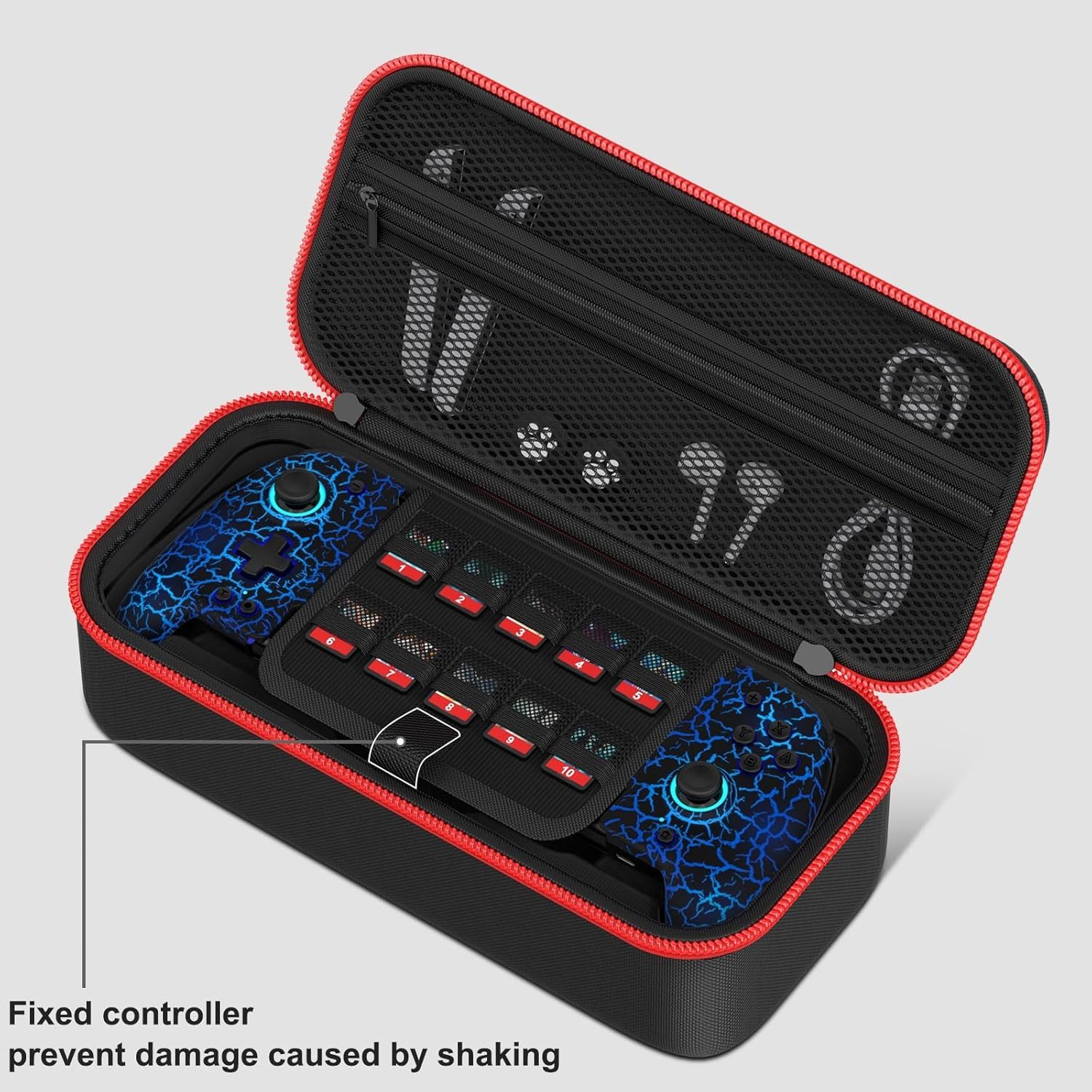 Customized Travel Case for Nintendo Switch Controller, Protective Hard Shell Case Large Capacity Holds Switch Controller, Switch Console, AC Adapter, Headset and 10 Game Cards for Cases & Storage