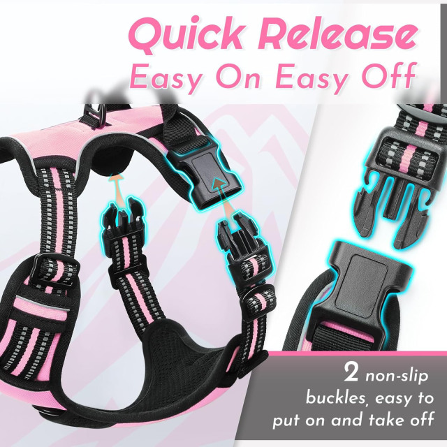 Dog Harness for Large Dogs, No Pull Service Vest with Reflective Strips and Control Handle, Adjustable and Comfortable for Walking, No Choke Pet Harness with 2 Metal Rings