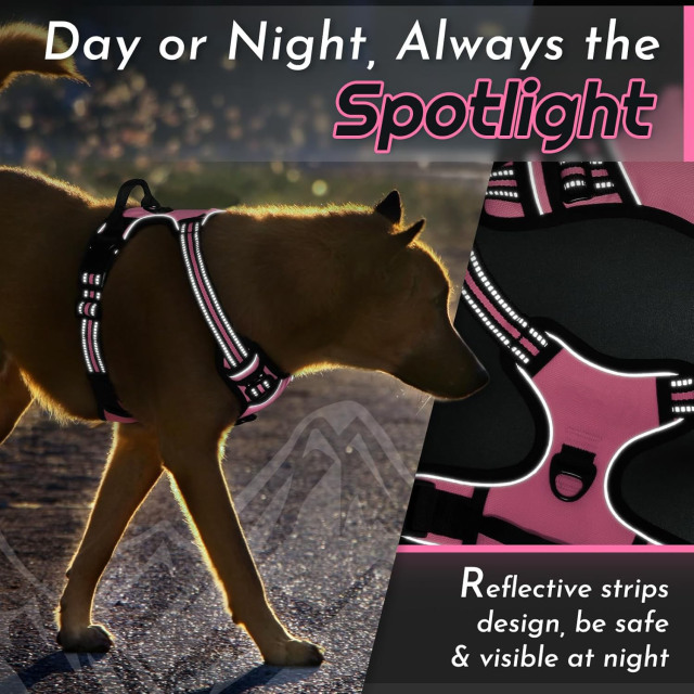 Dog Harness for Large Dogs, No Pull Service Vest with Reflective Strips and Control Handle, Adjustable and Comfortable for Walking, No Choke Pet Harness with 2 Metal Rings