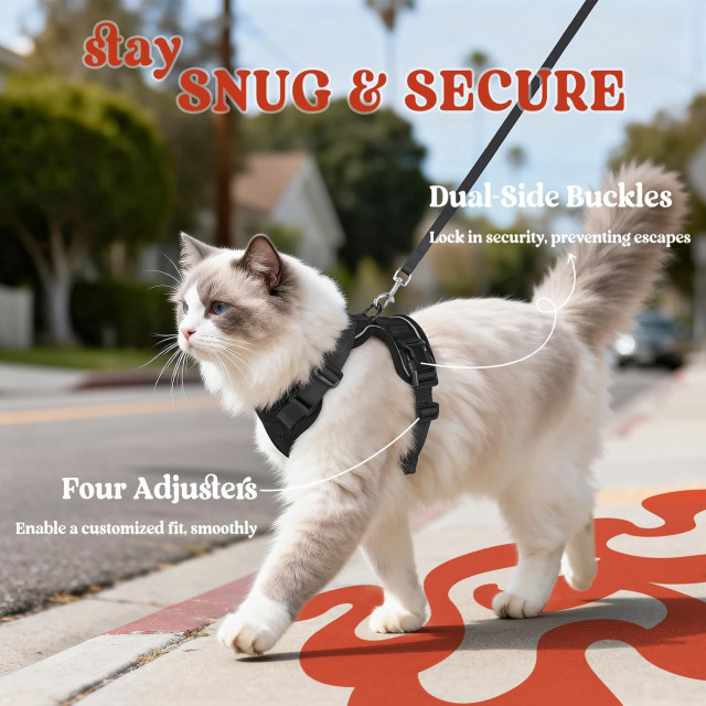 Cat Harness and Leash for Walking, Escape Proof Soft Adjustable Vest Harnesses for Cats