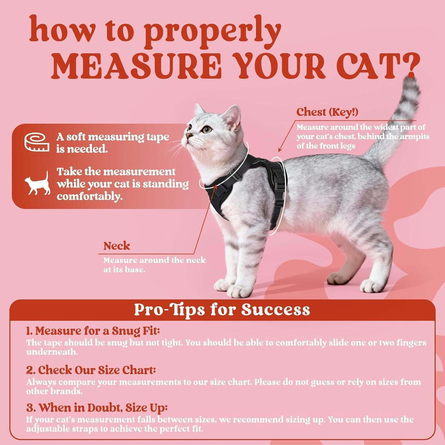 Cat Harness and Leash for Walking, Escape Proof Soft Adjustable Vest Harnesses for Cats
