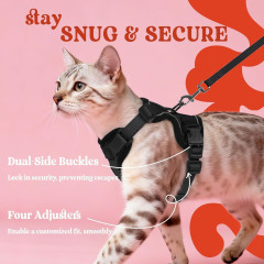Cat Harness and Leash for Walking, Escape Proof Soft Adjustable Vest Harnesses for Cats