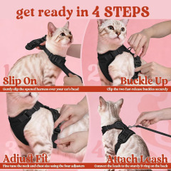 Cat Harness and Leash for Walking, Escape Proof Soft Adjustable Vest Harnesses for Cats