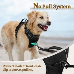 Dog Harness No Pull with 2 Leash Clips, Adjustable Soft Padded, Reflective Oxford No Choke Pet Vest with Easy Control Handle for Large Dogs