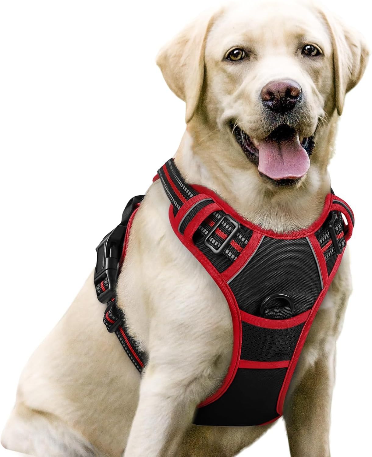 Dog Harness No Pull with 2 Leash Clips, Adjustable Soft Padded, Reflective Oxford No Choke Pet Vest with Easy Control Handle for Large Dogs