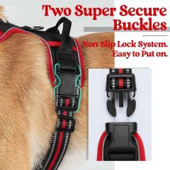 Dog Harness No Pull with 2 Leash Clips, Adjustable Soft Padded, Reflective Oxford No Choke Pet Vest with Easy Control Handle for Large Dogs