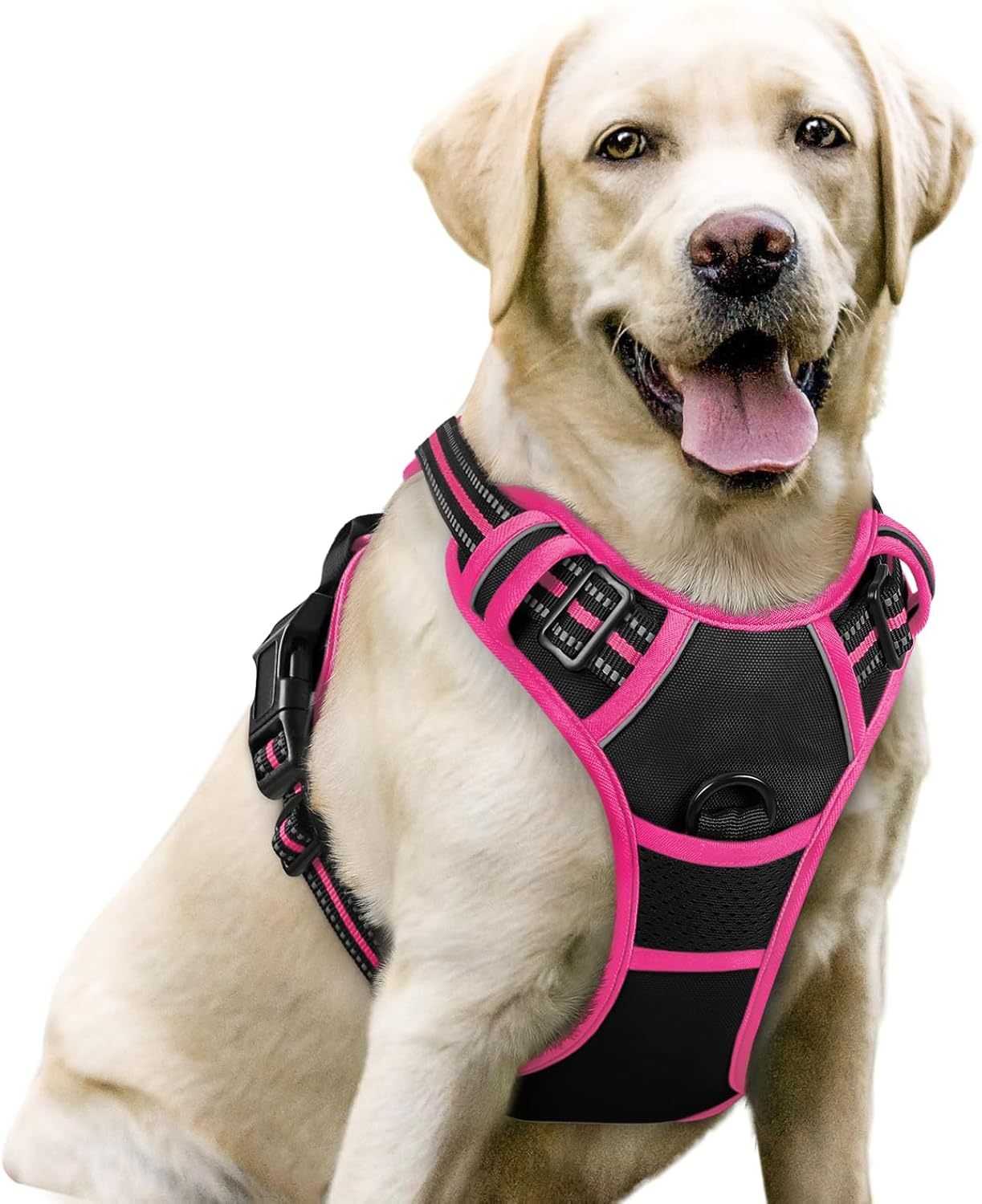 Dog Harness No Pull with 2 Leash Clips, Adjustable Soft Padded, Reflective Oxford No Choke Pet Vest with Easy Control Handle for Large Dogs