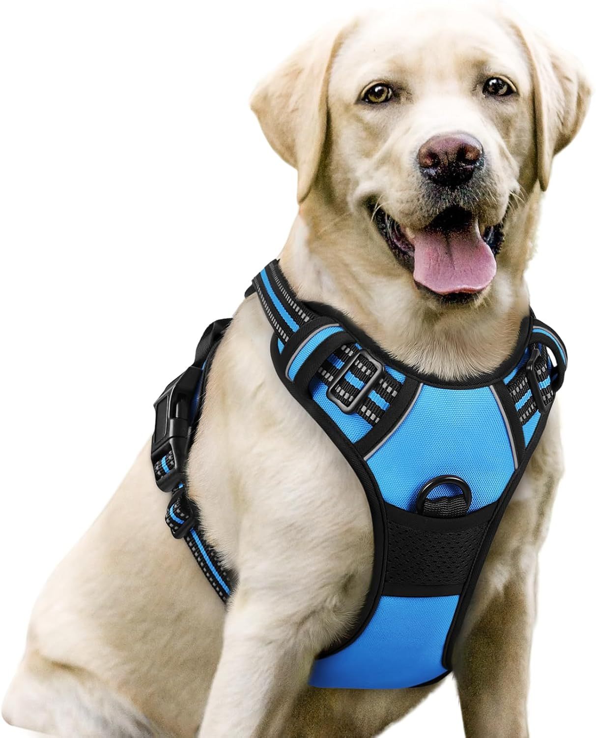 Dog Harness No Pull with 2 Leash Clips, Adjustable Soft Padded, Reflective Oxford No Choke Pet Vest with Easy Control Handle for Large Dogs