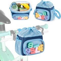 Kids Bike Basket Front with Drawstring Top, Child Scooter Basket Bag with Detachable and Adjustable Shoulder Strap