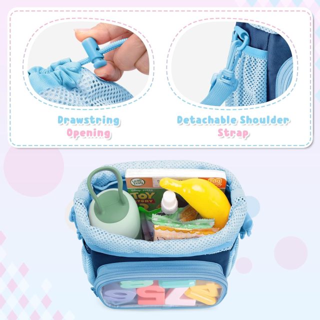 Kids Bike Basket Front with Drawstring Top, Child Scooter Basket Bag with Detachable and Adjustable Shoulder Strap