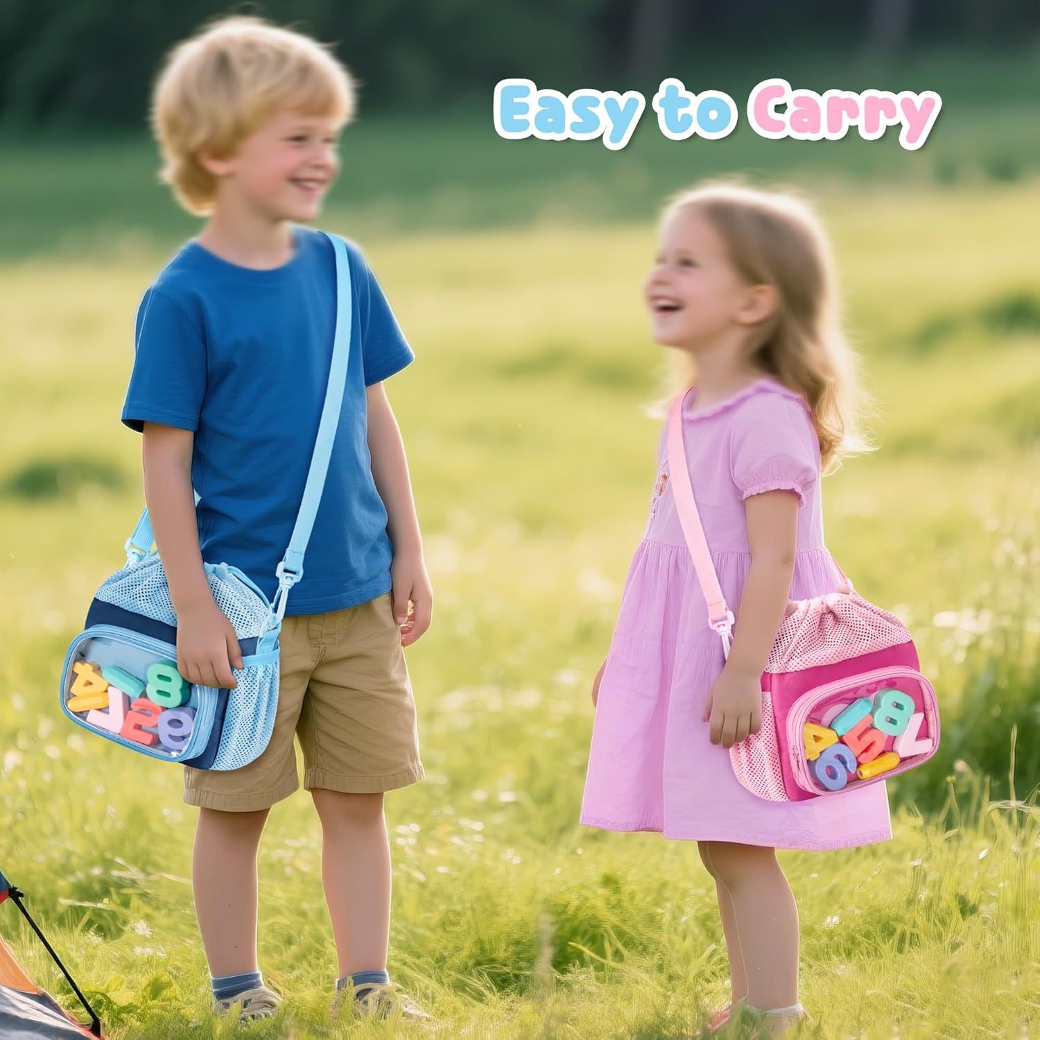 Kids Bike Basket Front with Drawstring Top, Child Scooter Basket Bag with Detachable and Adjustable Shoulder Strap