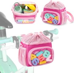 Kids Bike Basket Front with Drawstring Top, Child Scooter Basket Bag with Detachable and Adjustable Shoulder Strap