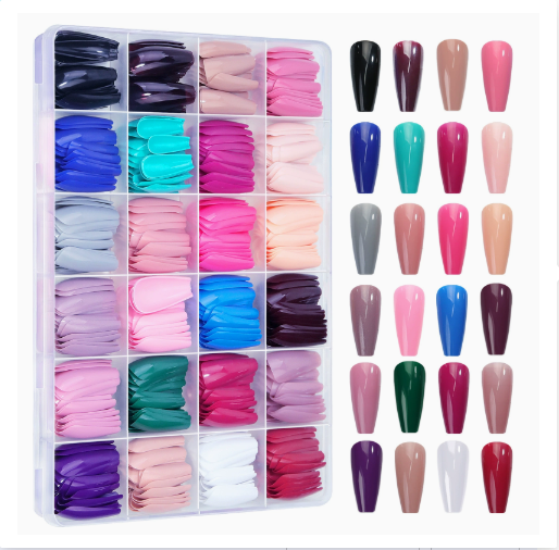 24 Colours Nail Tips  Artificial Nail Art Beauty Manicure Makeup Tools