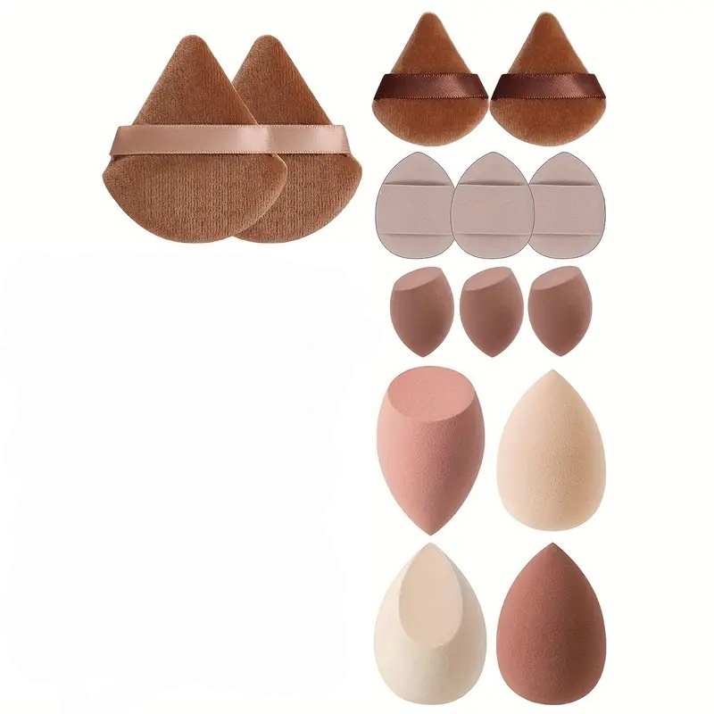 14Pcs Hydrophilic Polyurethane Powder Puff Set,Mixed Shapes & Bag Pack，Jiuheng Cosmetic,jiuhengcosmetic