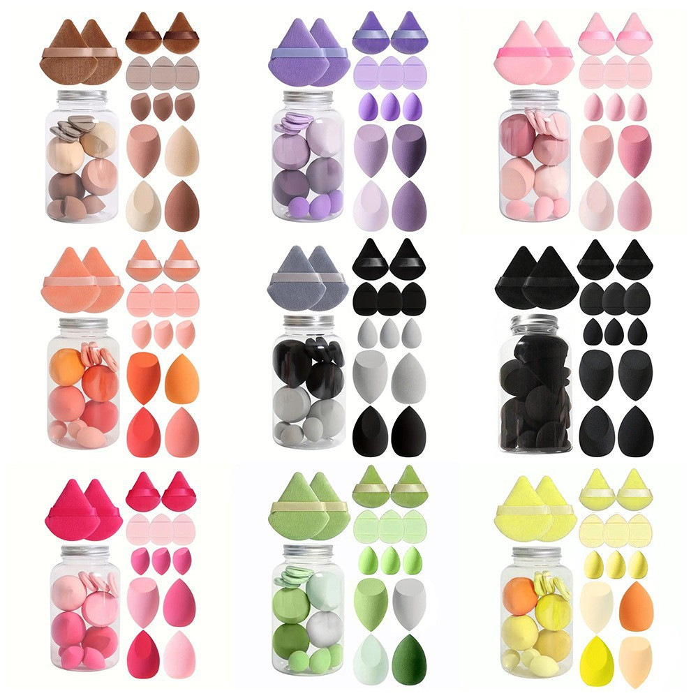 14Pcs Hydrophilic Polyurethane Beauty Sponge Powder Puff Jar Set，Jiuheng Cosmetic,jiuhengcosmetic