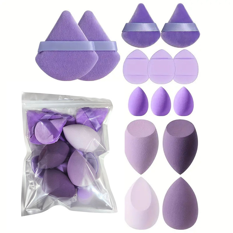 14Pcs Hydrophilic Polyurethane Powder Puff Set,Mixed Shapes & Bag Pack，Jiuheng Cosmetic,jiuhengcosmetic