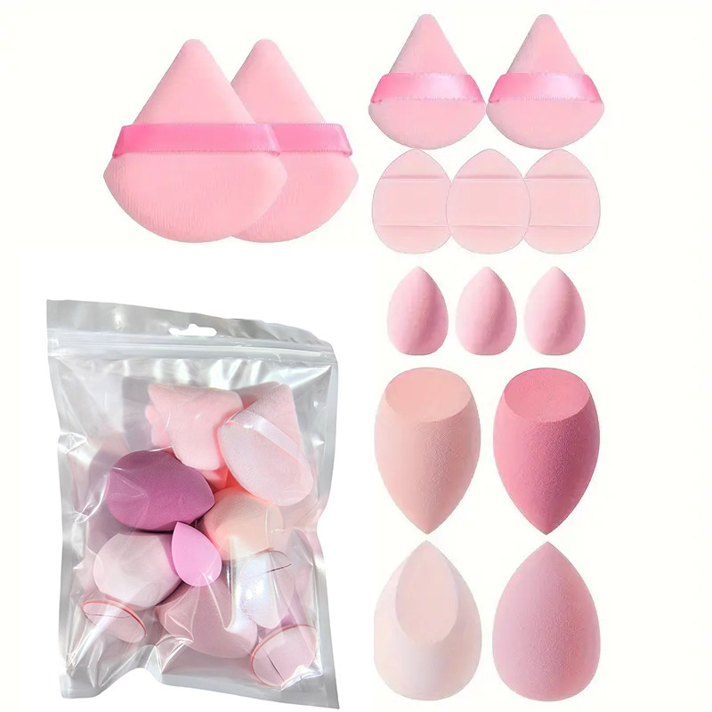14Pcs Hydrophilic Polyurethane Powder Puff Set,Mixed Shapes & Bag Pack，Jiuheng Cosmetic,jiuhengcosmetic
