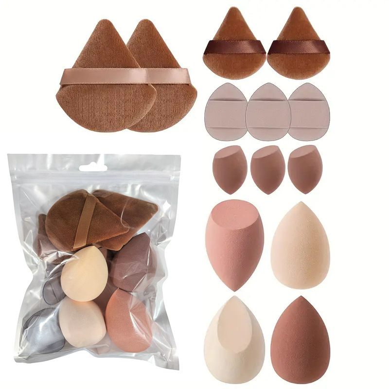 14Pcs Hydrophilic Polyurethane Powder Puff Set,Mixed Shapes & Bag Pack，Jiuheng Cosmetic,jiuhengcosmetic