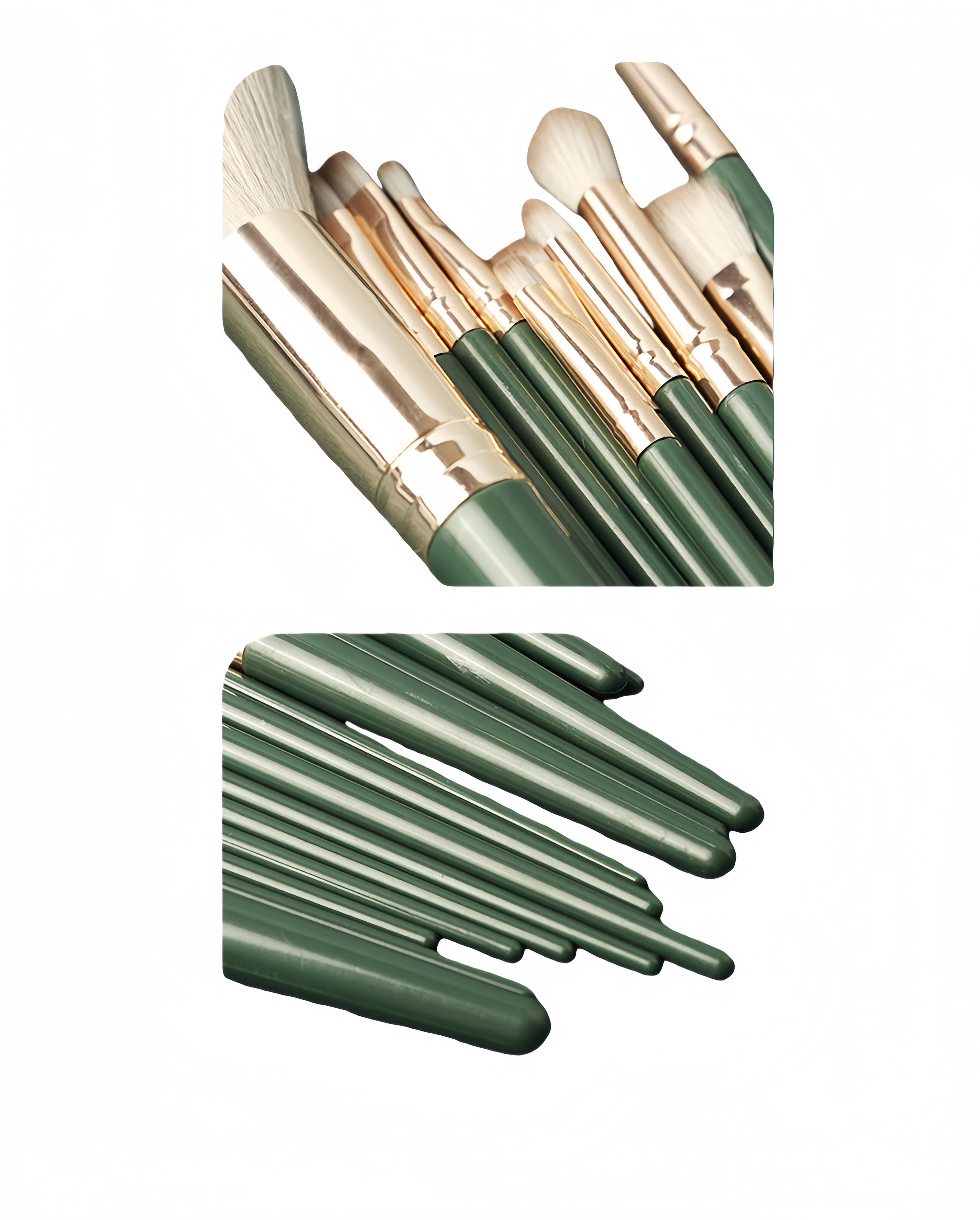 14Pcs Dark Green Premium Makeup Brush Set Soft Synthetic，Jiuheng Cosmetic,jiuhengcosmetic