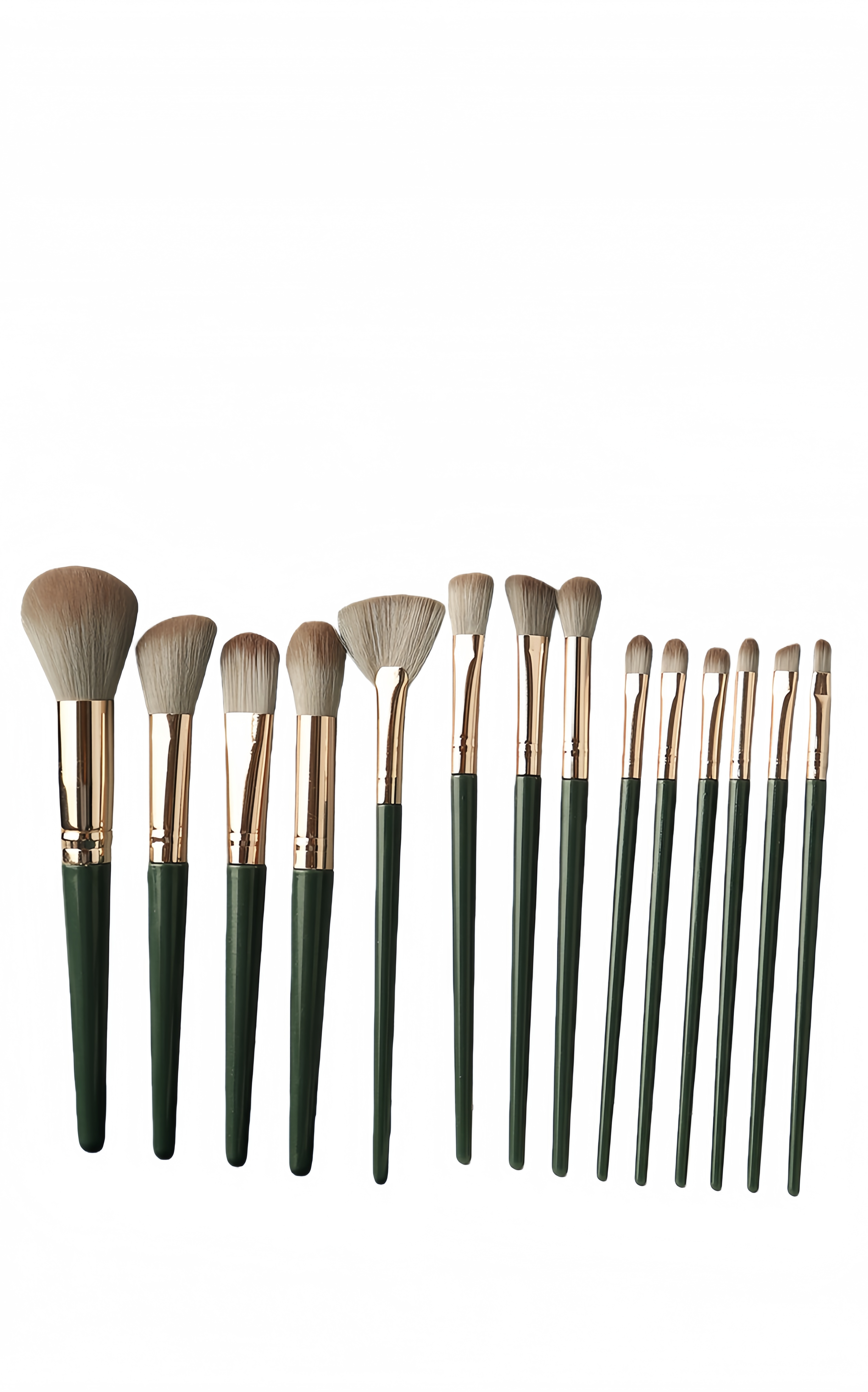 14Pcs Dark Green Premium Makeup Brush Set Soft Synthetic，Jiuheng Cosmetic,jiuhengcosmetic