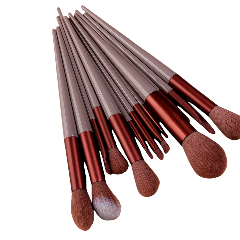 13Pcs Red Rose Solid Wood Handle Makeup Brush Set，Jiuheng Cosmetic,jiuhengcosmetic