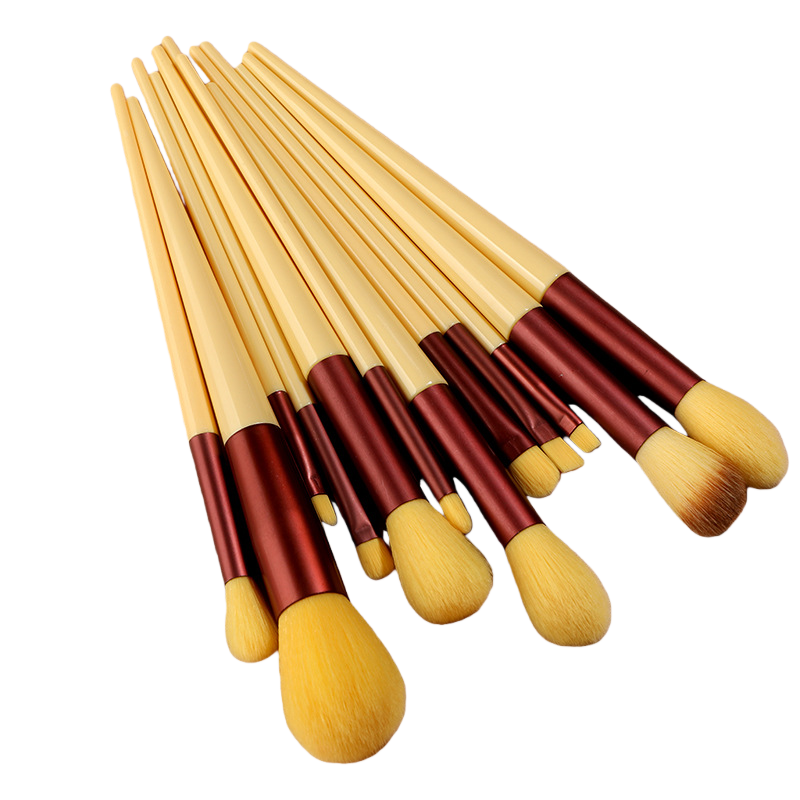 13Pcs Red Rose Solid Wood Handle Makeup Brush Set，Jiuheng Cosmetic,jiuhengcosmetic