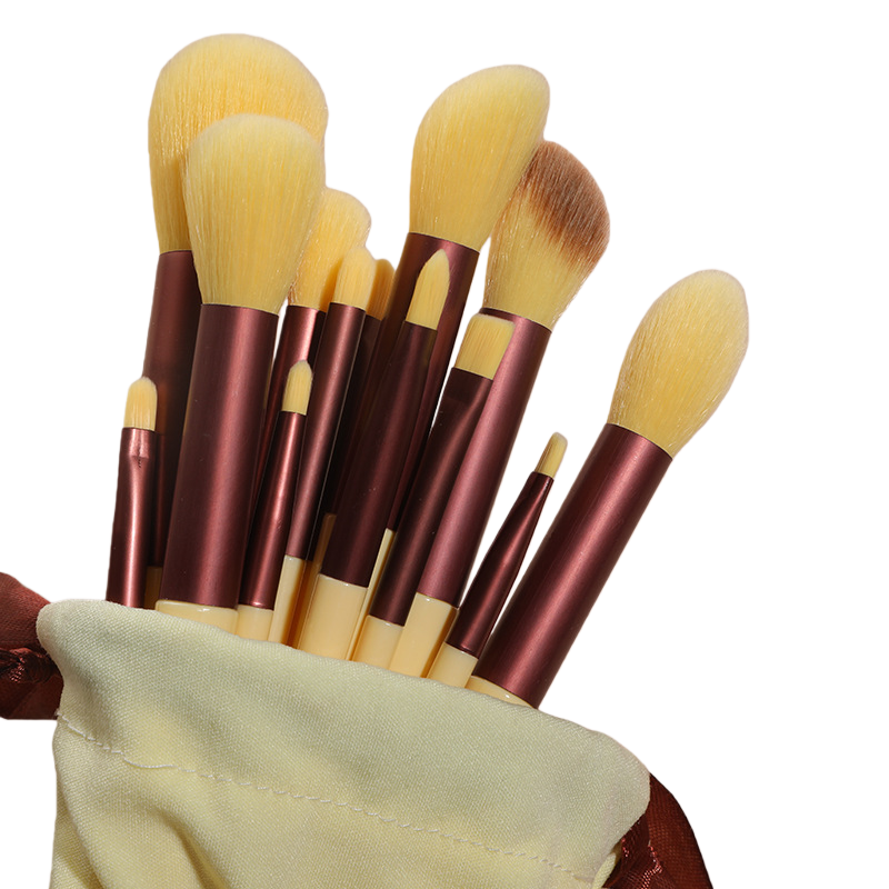 13Pcs Red Rose Solid Wood Handle Makeup Brush Set，Jiuheng Cosmetic,jiuhengcosmetic
