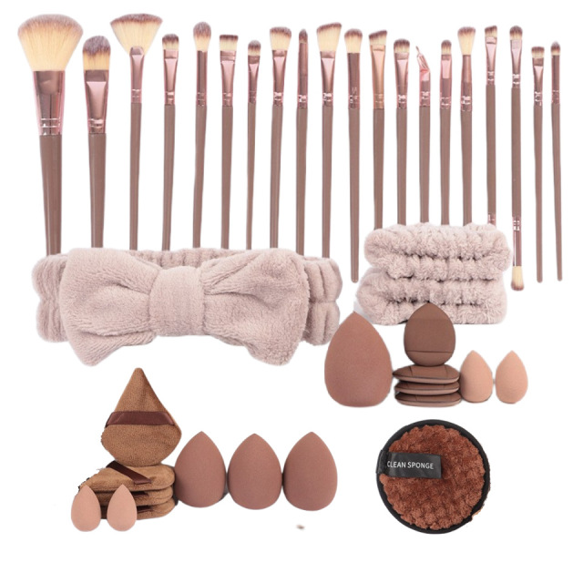 40-Piece Synthetic Fiber Beauty Tool Set for Complete Makeup Needs，Jiuheng Cosmetic,jiuhengcosmetic