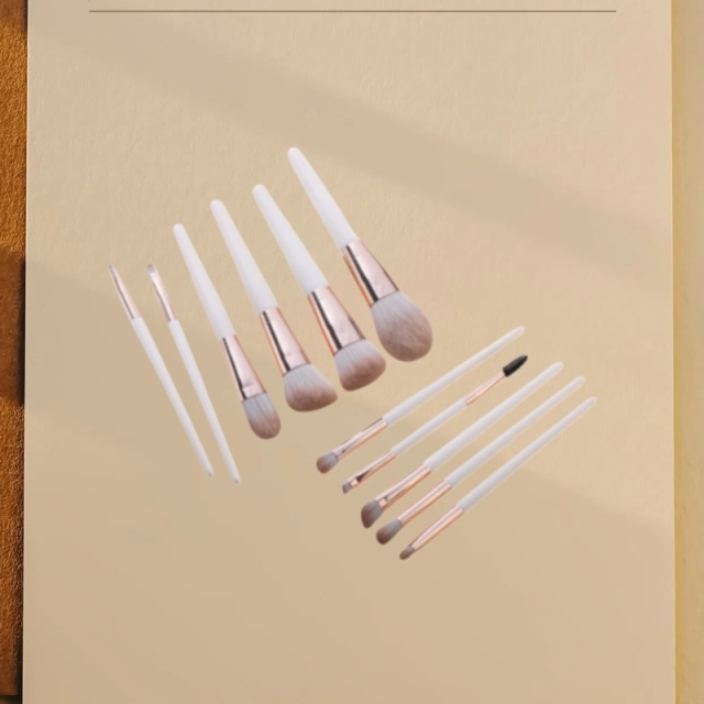 11Pcs Birch Handle Makeup Brush Set with Silver Aluminum Ferrule，Jiuheng Cosmetic,jiuhengcosmetic