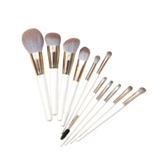 11Pcs Birch Handle Makeup Brush Set with Silver Aluminum Ferrule，Jiuheng Cosmetic,jiuhengcosmetic
