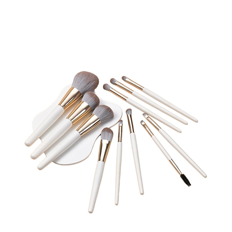 11Pcs Birch Handle Makeup Brush Set with Silver Aluminum Ferrule，Jiuheng Cosmetic,jiuhengcosmetic