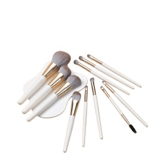 11Pcs Birch Handle Makeup Brush Set with Silver Aluminum Ferrule，Jiuheng Cosmetic,jiuhengcosmetic