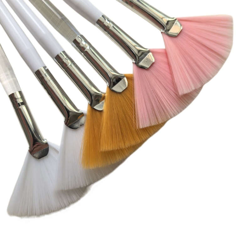Soft Nylon Fan Mask Brush With Plastic Handle For Facial Mask，Jiuheng Cosmetic,jiuhengcosmetic