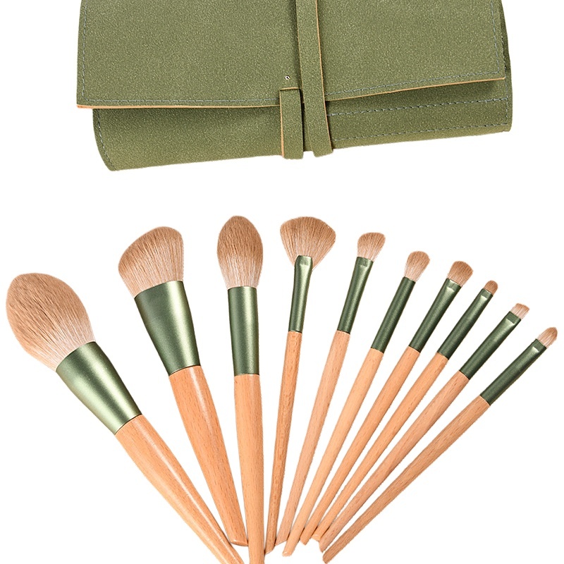10Pcs Wooden Handle Makeup Brush Set，Jiuheng Cosmetic,jiuhengcosmetic
