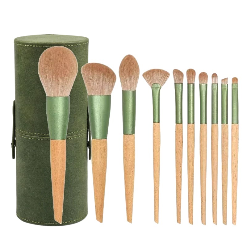 10Pcs Wooden Handle Makeup Brush Set，Jiuheng Cosmetic,jiuhengcosmetic