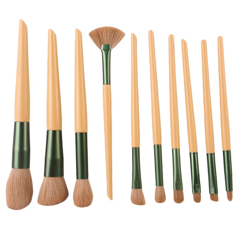10Pcs Wooden Handle Makeup Brush Set，Jiuheng Cosmetic,jiuhengcosmetic