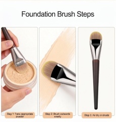 Premium Single Tongue Foundation Brush  Wooden Handle Custom Wholesale，Jiuheng Cosmetic,jiuhengcosmetic