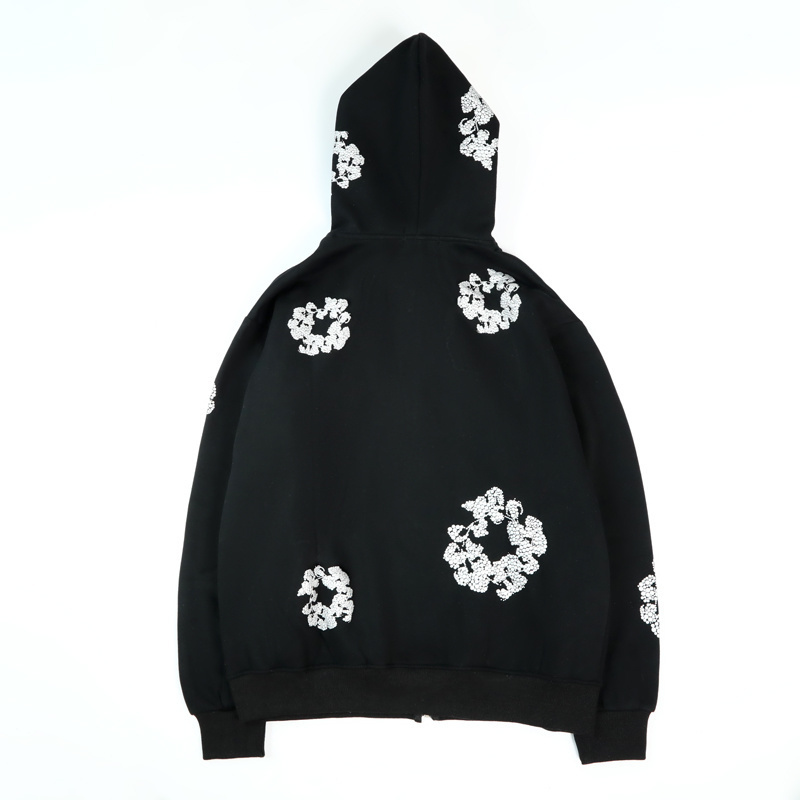 Kapok Flower Print Fleece Lined Hoodie | Unisex Warm Thickened Pullover Sweatshirt for Winter Casual