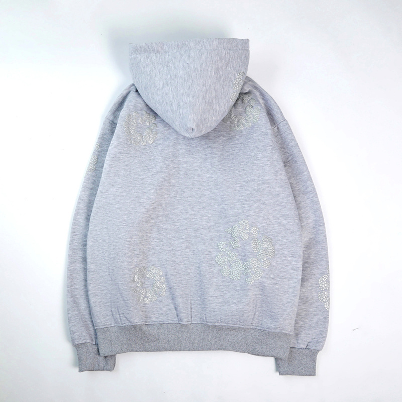 Kapok Flower Print Fleece Lined Hoodie | Unisex Warm Thickened Pullover Sweatshirt for Winter Casual
